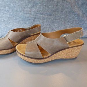 Clarks Rosamund Wedge Sandal Cork 9.5 M Dune